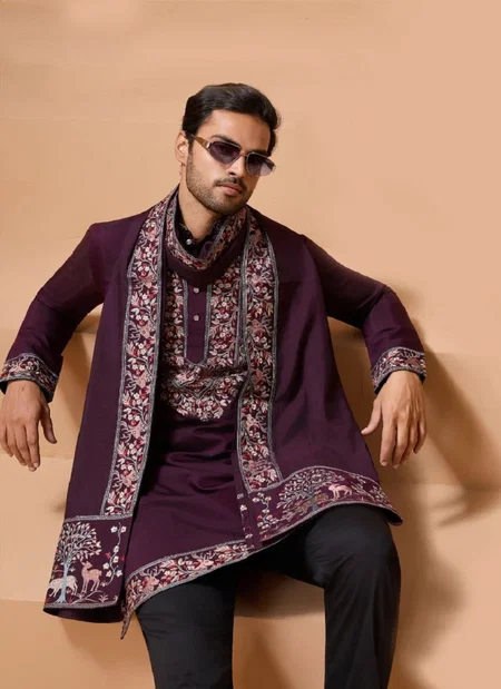 Royal Look by Shubhvastra Viscose Silk Mens Kurta With Dupatta Wholesale Online